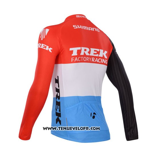 2014 Maillot Ciclismo Trek Factory Racing Rouge et Blanc Manches Longues et Cuissard